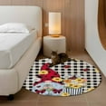 thumbnail image 3 of Round Rugs 4 Ft, Gnomes Daisy Non Slip Area Rugs for Kitchen Bedroom Entryway, Retro Farmhouse Floral Black Buffalo Plaid Washable Carpet Runner Rug Floor Mats for Bedroom Home Decor, 3 of 9