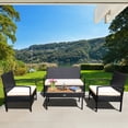 thumbnail image 1 of Gymax 4PCS Patio Rotin Conversation Ensemble de Meubles en Osier Ensemble W / Coussins Blancs, 1 of 10