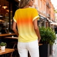 thumbnail image 5 of Wang6 Womens Plus Size Short Sleeve T Shirts Causal Loose Fit Gradient Printed Summer Tops Trendy Crew Neck Tees Shirts Yellow XL, 5 of 6