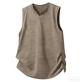thumbnail image 2 of KeShDi Men's Linen Tank Tops Vest Tops Wide Strap Men's Exercise Close-fitting V Neck Fitness Short-sleeved Tank Top Coffee 2X, 2 of 4