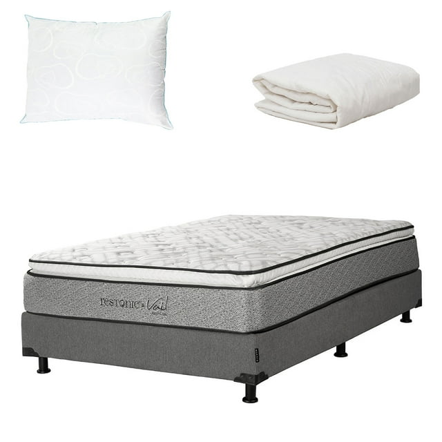 Colchón Individual Vail + Box + Almohada Osos + Protector de Colchón
