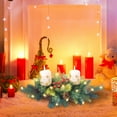 thumbnail image 5 of Christmas Table Centerpiece Decoration with 2 Christmas Candle Holders LED Lights String Lights Battery Operated Artificial Berries Pine Cones for Kitchen Indoor Home Rustic Style 26 Inch, 5 of 6