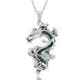thumbnail image 1 of Legendary Chinese Dragon Green Malachite Inlaid Sterling Silver Necklace, 1 of 5