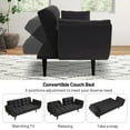 thumbnail image 3 of Aukfa 75" Flared Arm Futon Convertible Sofa Bed, Velvet Sleeper Couch for Home Office, Black, 3 of 10