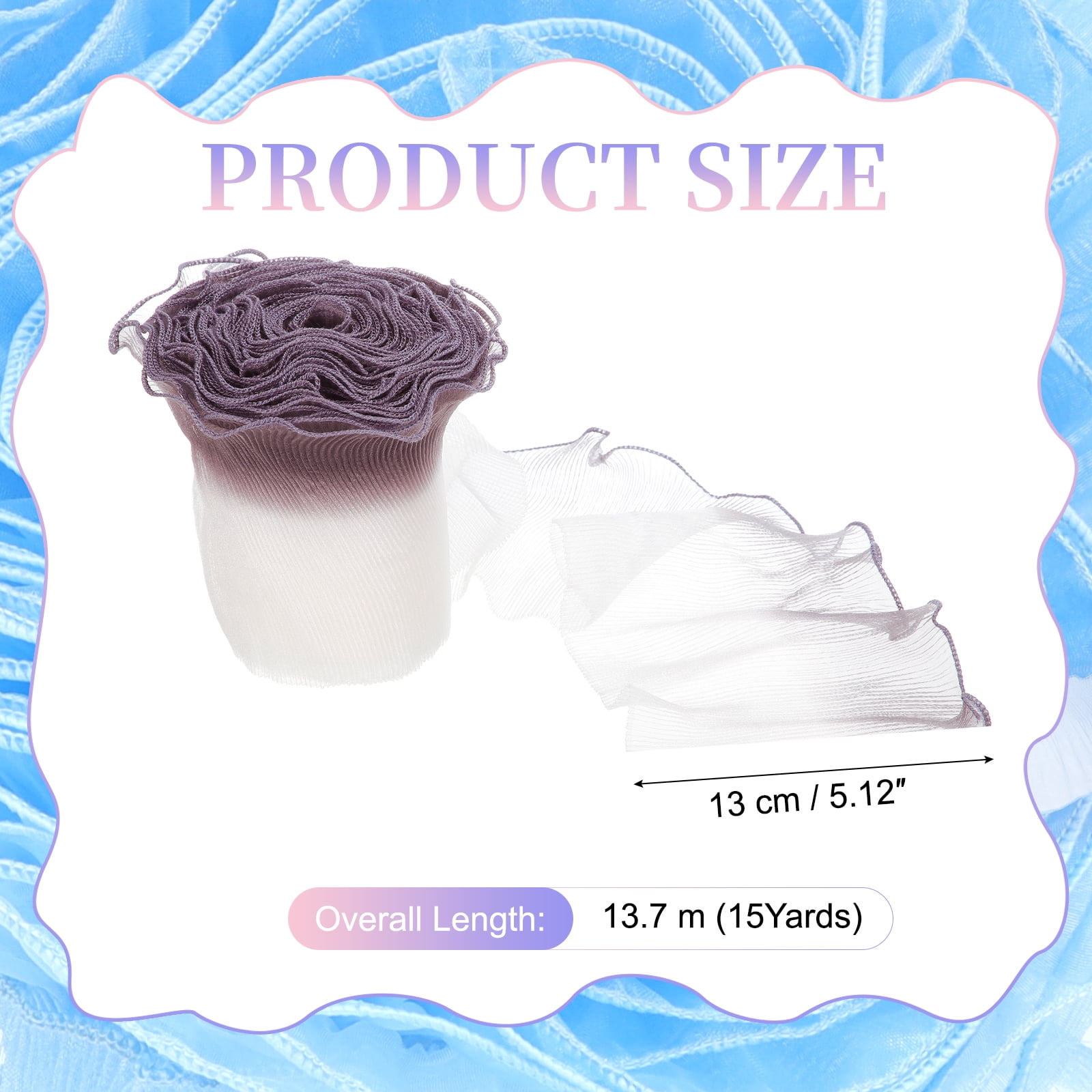 Ruffle Pleated Chiffon Trim, 25 Yards Retro Organza Fabric Trim Tulle Decorative Ruffle Lace Border for DIY Sewing Dress Bag Costume Trimming Craft Cake Decor, Sapphire Blue