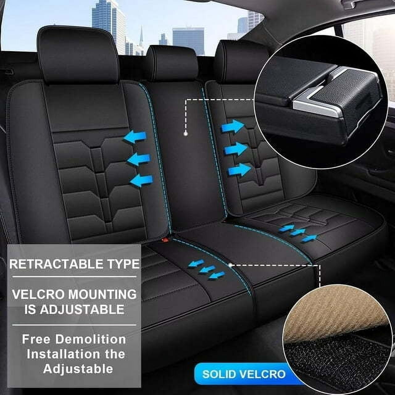 LAONNVIR Full Set Car Seat Covers Fit for Toyota RAV4 2013-2024 2025 Breathable Leather Seat Covers Waterproof Automotive Seat Cushion Protectors(Black,5Seats)