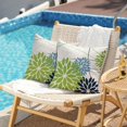 thumbnail image 3 of Green and Dark Light Blue Floral Pillow Covers 20x20 Set of 2 Outdoor Pillows Covers Waterproof Summer Pillowcovers Polyester Cushion Case Decor for Couch Patio Funiture Garden Porch 01U20, 3 of 5