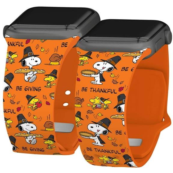 Peanuts Thanksgiving HD Unisex Watch Band Compatible with Apple Watch (42/44/45/49mm Long Be Giving) by Affinity Bands