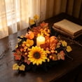 thumbnail image 4 of Artificial Flower Candle Ring Wreath for Wedding Centerpiece Table Decor Mini Floral Garland for Party Home Door Decoration Plastic Candle Holder Ring for Pillar Candles Lanterns Vases 1pcs, 4 of 6