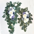 thumbnail image 3 of facefd Rustic Artificial Flower Swag Handmade Hanging for Parties Arbor Artificial Rose Green Ornament Blue, 3 of 9