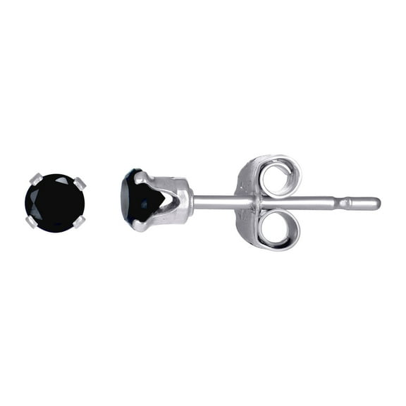 925 Sterling Silver Unisex Black Cubic Zirconia Classic Stud Earrings 3mm Wide Stud Earring for Women