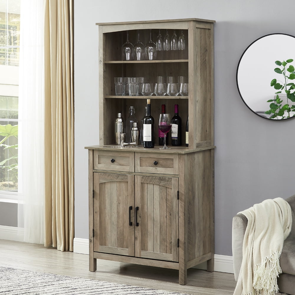 Gramercy Way Jill Zarin Grey Wash China Cabinet with Wood Doors ...