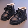 thumbnail image 4 of Otqutp Girls Snow Boots Winter Faux Fu𝗿 Lined Sherpa Plush Ankle Boots Kids Waterproof Pu Leather Platform Hiking Shoes, 4 of 5