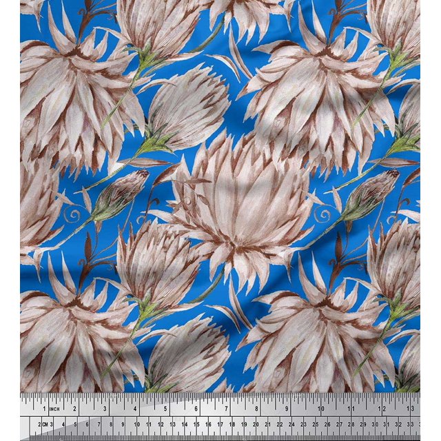Soimoi Rayon Fabric Clover Flower Decor Fabric Printed Yard 42 Inch Wide