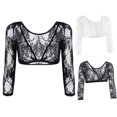 thumbnail image 5 of Vintage Dress Women's Long Sleeve Floral Lace Cardigan Slim Lace Jacket Tops, 5 of 7