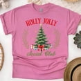 thumbnail image 1 of Holly Jolly Social Club T-Shirt | Christmas Tree Graphic Tee, Heliconia, Size M, 1 of 6