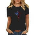 thumbnail image 2 of successthop 4th of July Clothes Women Red Blue White Plus Size Crewneck T Shirt Casual Shirts Short Sleeve Tops Black, 2 of 8