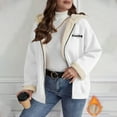 thumbnail image 2 of XPMWRP Women's Oversized Zip Solid Color Casual Hooded Fleece Jacket Unisex Fall Winter Warm Plush Lined Sherpa Long Sleeve Coat White XL, 2 of 8
