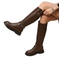 thumbnail image 4 of I-550 Brown Women Fashionable Casual Winter Boots Round Toe Rear Zipper Low Heel Knee High With Belt Buckle, 4 of 9