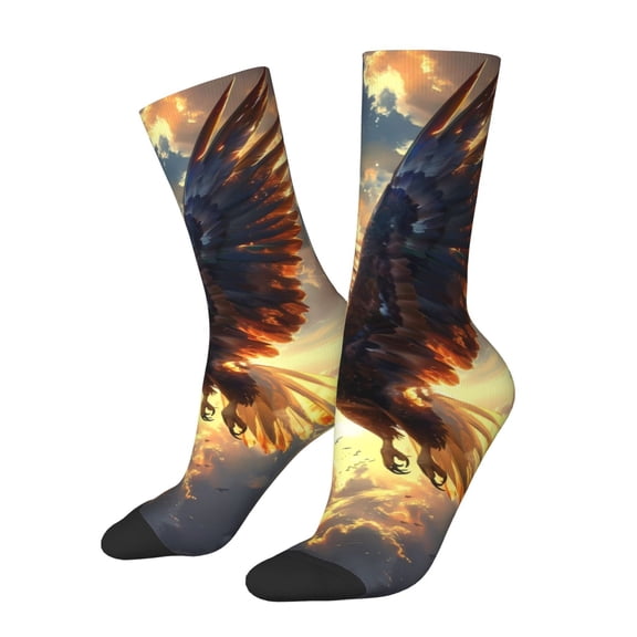 Logiee Golden Sky Bald Eagle Print Adult Socks for Men & Women,Calf Socks, Ankle Socks,Boots Socks,Breathable Casual Sock,Unisex Crew Socks
