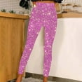 thumbnail image 2 of Sequin Leggings for Women Sparkle Glitter Print Yoga Pants High Waisted Running Workout Legging Tummy Control No See-Through Yoga Pants(Multicolor,L), 2 of 5