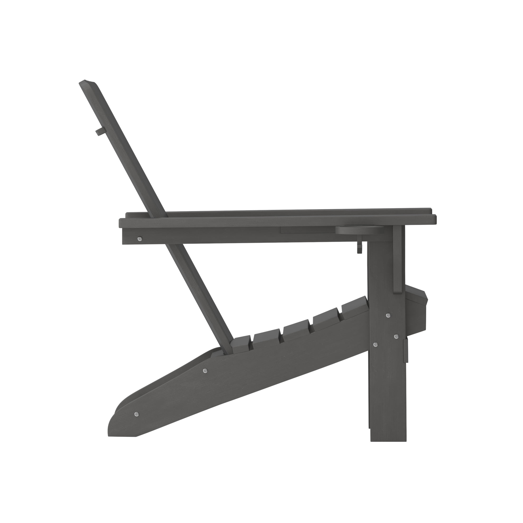 BizChair Adirondack Chair with Cup Holder, Weather Resistant HDPE Adirondack Chair in Gray