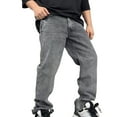 thumbnail image 2 of Sentmoon Denim Jeans Men's Athletic Pants Lightweight and Warm Men's Solid Color Basic Jeans Loose Wide Leg Straight Leg Pants for Travel and Lightweight Packing Gray XS, 2 of 4