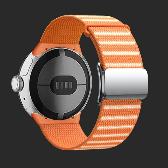 Dwitch Reflective Nylon Magnetic Watch Band for Google Pixel Watch 3 41mm, Adjustable Reflective Nylon Strap with Magnetic Secure Closure,for Google Pixel Watch3 41mm Sport Band Men Women,Orange