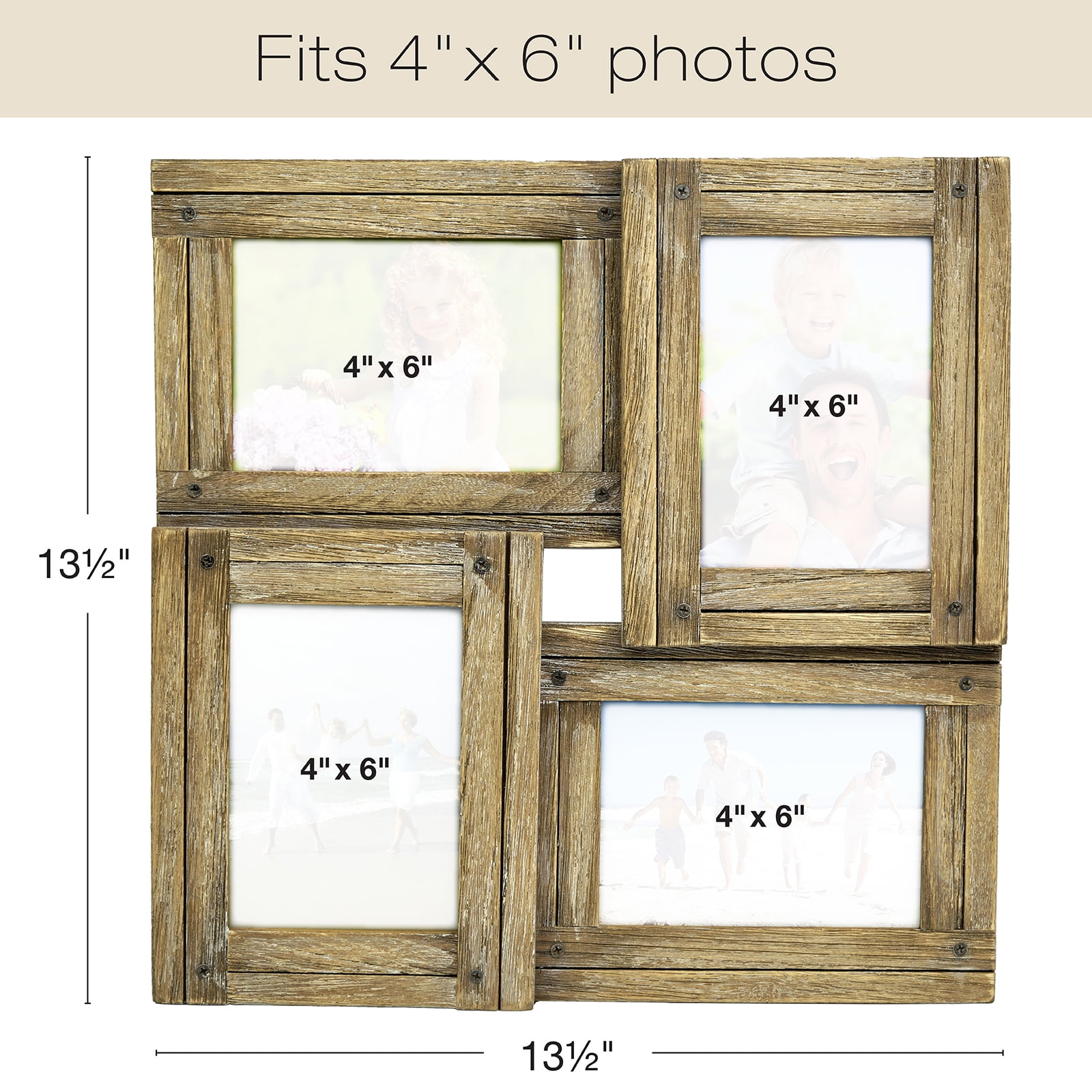 POILKMNI 4 Folding 4x6 inch Hinged Picture Frame, High Definition Natural Wood Picture Frame, Rustic Desktop Acrylic Frame Family Photo Collage for