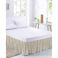 thumbnail image 2 of Beige Striped Bed Skirt Cal King Size, Modern Farmhouse Beige White Stripes Wrap Around Bed Skirting with Adjustable Elastic Strap, Dust Ruffled Pleated Bedskirts 16 Inch Drop for Bedroom Beds, 2 of 9