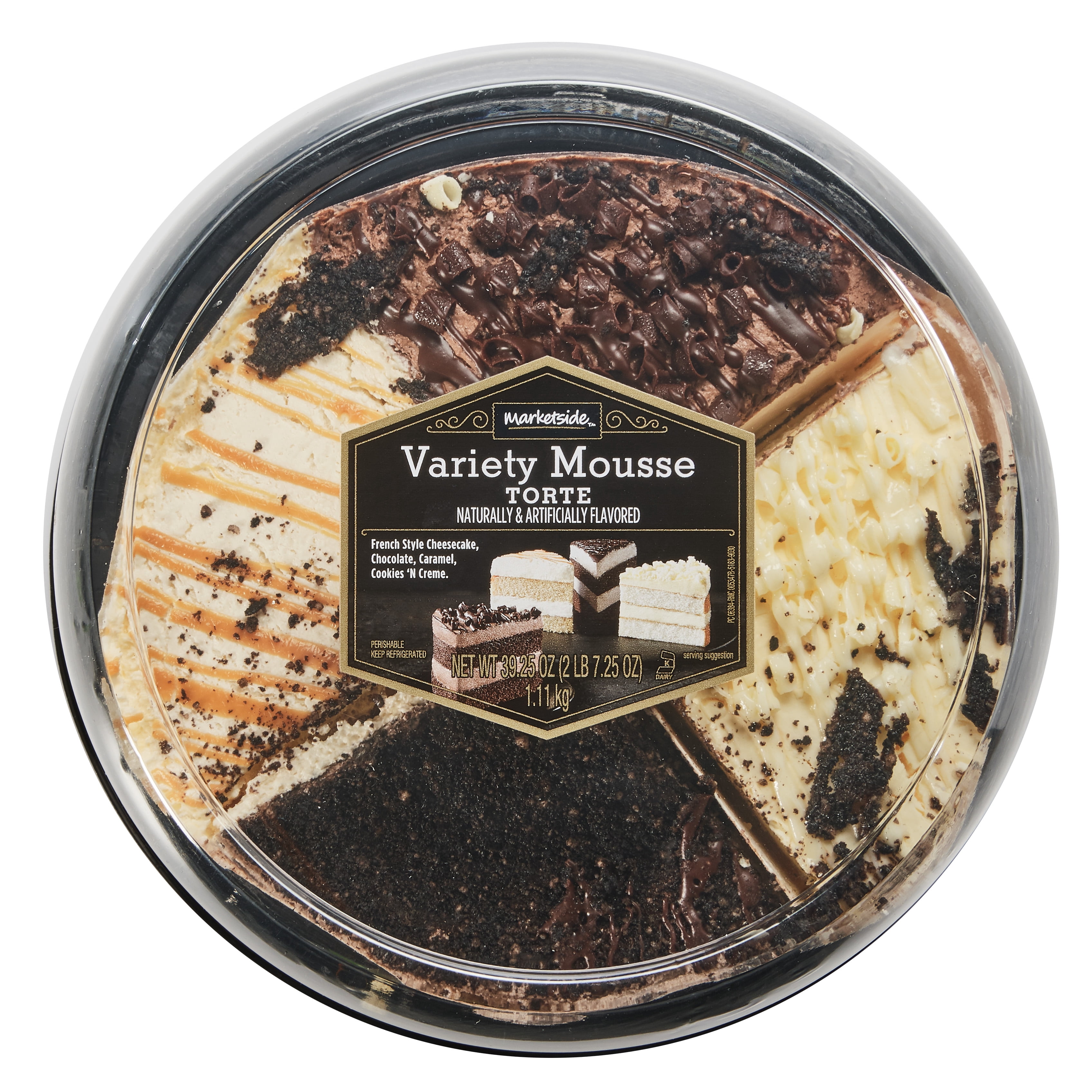 Marketside Variety Mousse Torte Cookies N Creme French Style Cheesecake Chocolate Caramel 39 25 Oz Walmart Com Walmart Com