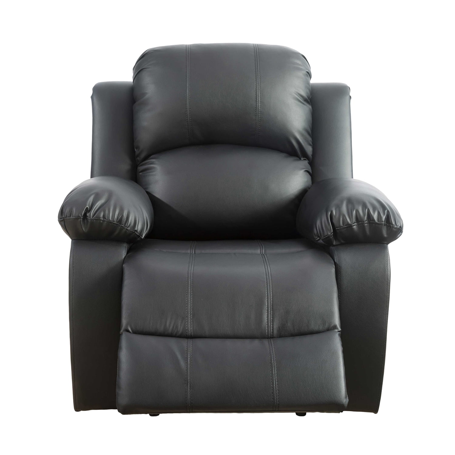 Hommoo Recycled Leather Recliner Chair, Living Room Chair Theater Lounge Seat, Manual Reclining Chairs with Overstuffed Arm and Back for Home, Black