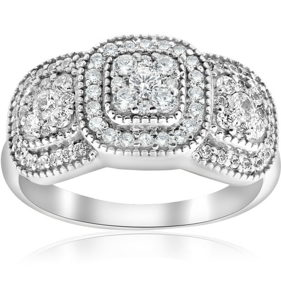 Empire Jewel 2 Ct Brilliant Round Cut Diamond Rings - 14K White Gold Over Rings for Women's - Multi Diamond Wedding Anniversary Engagement Ring For Women's - Unique Silver Jewellery for Women's