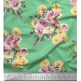 thumbnail image 1 of Soimoi Green Cotton Poplin Fabric Dot,Yellow & Pink Floral Print Fabric by The Yard 56 Inch Wide, 1 of 1