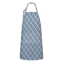 Blue Geometric Striped Pattern Apron-Garden Aprons for Women with Pockets-Cotton Linen Waterproof Kitchen Cooking Gardening Aprons Adjustable for Kitchen,Cooking,BBQ and Salon 33x27 Inch