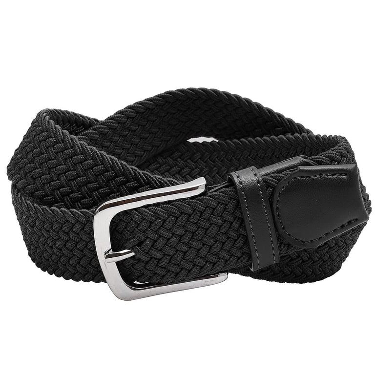 Falari Men's Stretch Canvas Braided Belt, Black photo 4