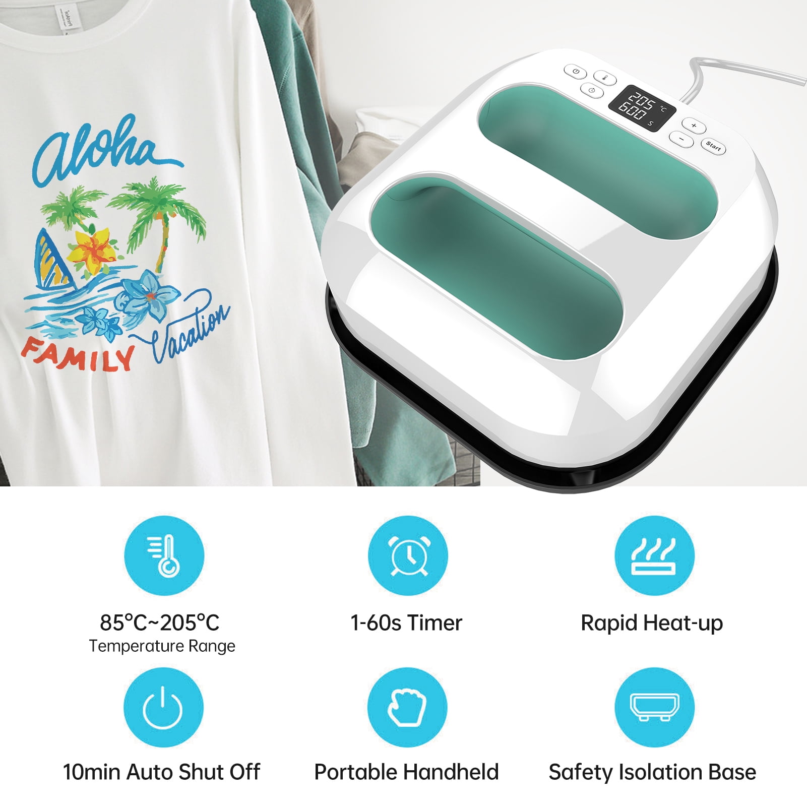 Heat Press Machine,Sublimation And Vinyl Handheld Heat 9''x9'' Iron Adjustable Temperature And Auto Shutdown Iron Press Heat S Diy Heat Function Sublimation And Heat Press And Vinyl Shirt