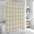 thumbnail image 5 of Beige Plaid Shower Curtain Set - 48" x 72" Washable Bathtub Curtain with 12 Hooks, Vintage Grid Stripe Minimalist Art Linen Waterproof Fabric Stall Shower Curtains for Bathroom/Bathtub Décor, 5 of 6
