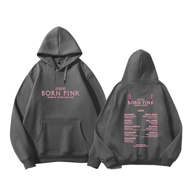 Kpop BLACKPINK Concert BORN PINK Kim Jisoo LISA Rosé Jennie Hombres/Mujeres Sudadera Con Capucha Púrpura Diseño Ayuda Ropa Misma Unisex Streetwear Chamarra Hip Hop Oversize Tops Gao Jiahui unisex