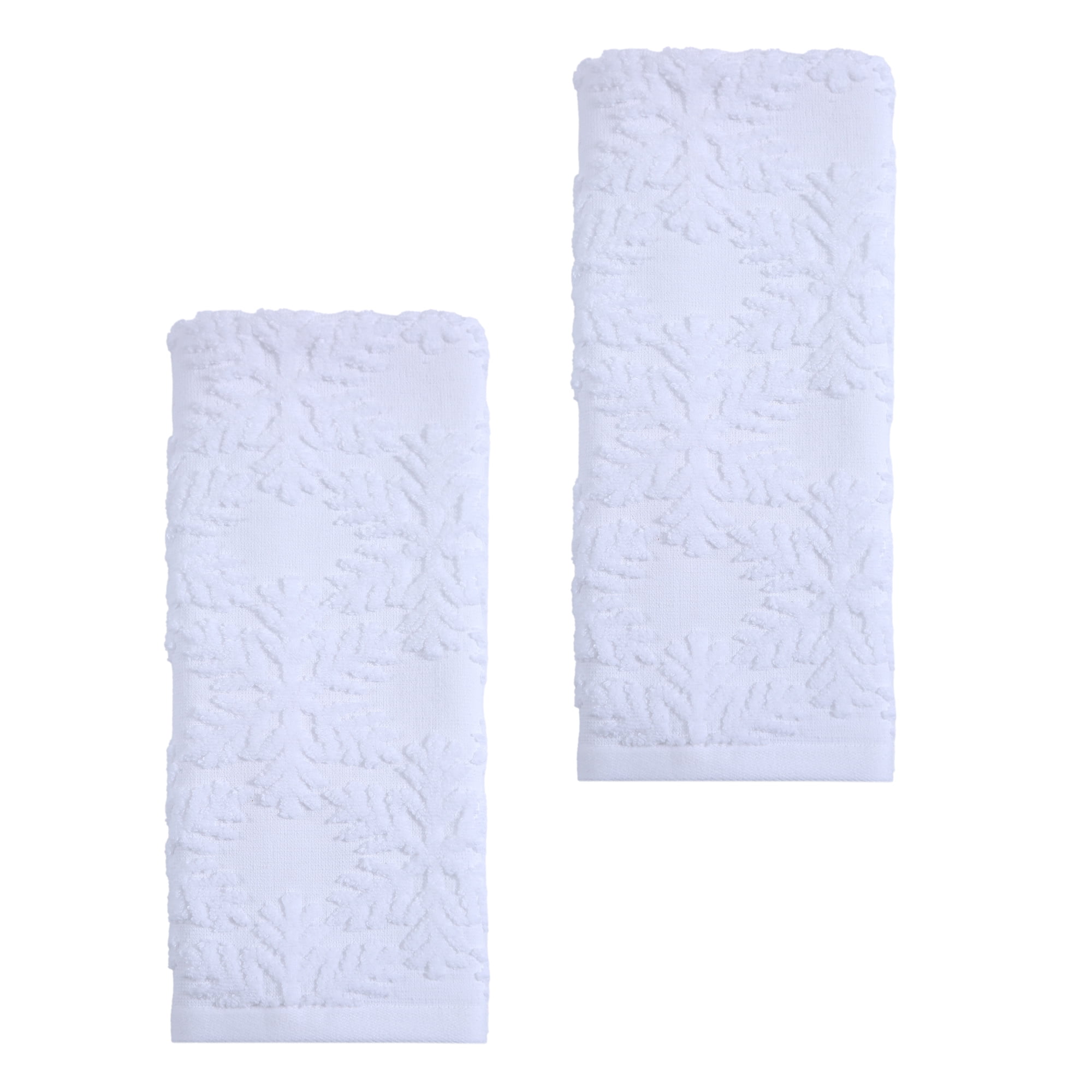 Holiday Time Snowflake Hand Towels, 2-Pack, 100% Cotton