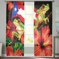 thumbnail image 2 of Puerto Rico Flag Sheer Curtains 72 Inches Long 2 Panels Set, Window Sheer Curtains for Living Room/Bedroom, Frog Red Flower Summer Leaf Light Filtering Rod Pocket Curtain 52'' x 72'' x 2, 2 of 7