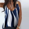 thumbnail image 2 of Wycnly Tank Tops for Women Casual Loose Fit Lightweight Metal Buckle Strap Tops Summer Striped Print V-Neck Sleeveless Shirts Fashion Blouses Navy XXL, 2 of 6