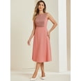 thumbnail image 2 of DARING DIVA Striped Crew Neck Sleeveless Midi Work Office Dress S Pink, 2 of 6