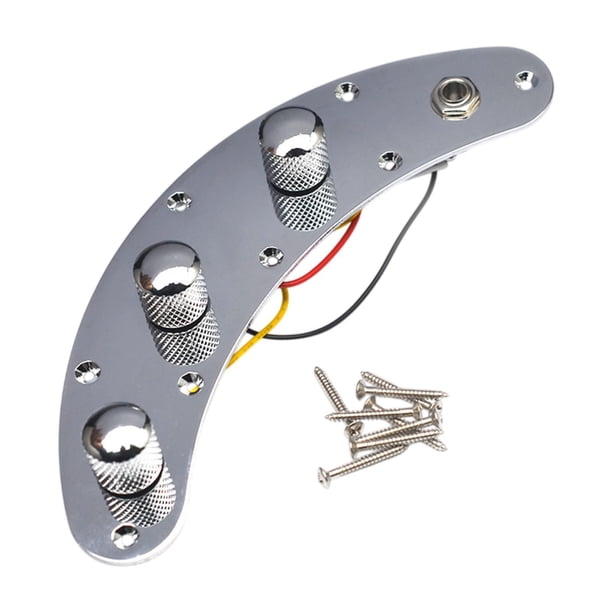 Placa de cableado de bajo de metal precableada con perilla de interruptor y conector de salida plata