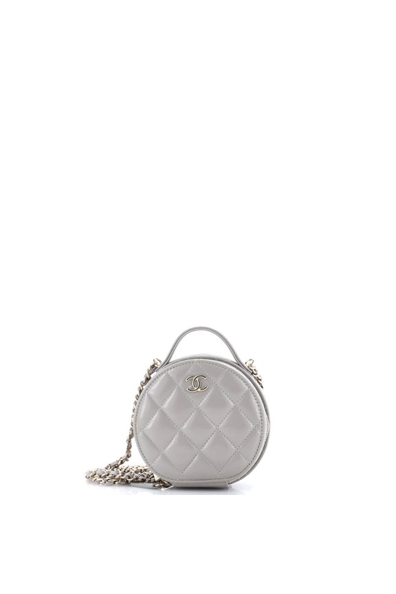 Pre-Owned Handle with Care Round Vanity Case with Chain Quilted Lambskin Small By Rebag