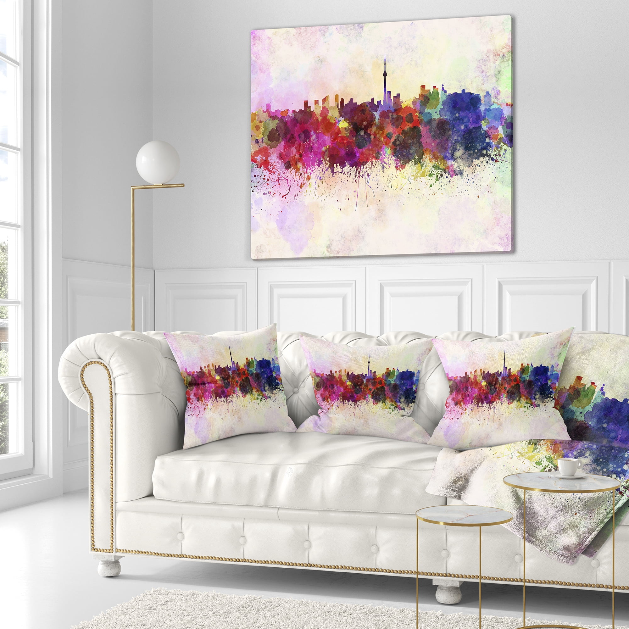 Designart Toronto Skyline - Cityscape Throw Pillow - 16x16