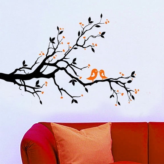 WallStickersUSA Contemporary Wall Sticker Decal, Tree Branches Lovebirds X-Large