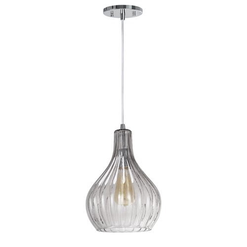 Aspen Creative 61039-2 Réglable 1 Lumière Mini Suspension Plafonnier, Design Transitionnel en Finition Chromée, Abat-Jour en Verre Fumé, 8 5/8" de Large