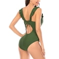 thumbnail image 4 of Toystoory Traje de baño ajustado con volantes sexy para mujer Traje de baño con cuello en V profundo Ahueca hacia fuera sin espalda Ropa de Traje de baño verde M, 4 of 6