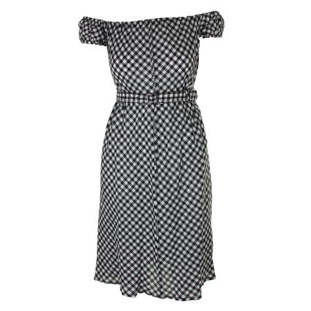 MaxStudio - Max Studio London Black White Check-Print Off-The Shoulder ...